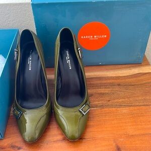 Karen Millen olive court shoes heel